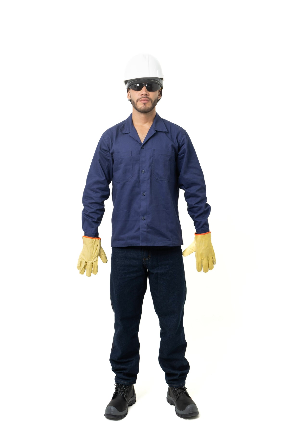 Camisa Industrial Manga Larga para Hombre – Cuello Sport, Tela Dril 100% Algodón