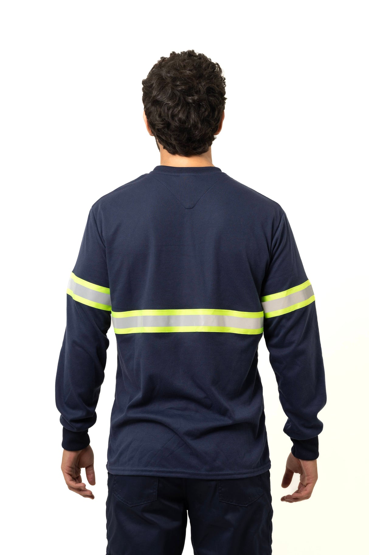 Camiseta Reflectiva Manga Larga para Hombre – Cuello Redondo y Puños Rib, Alta Visibilidad