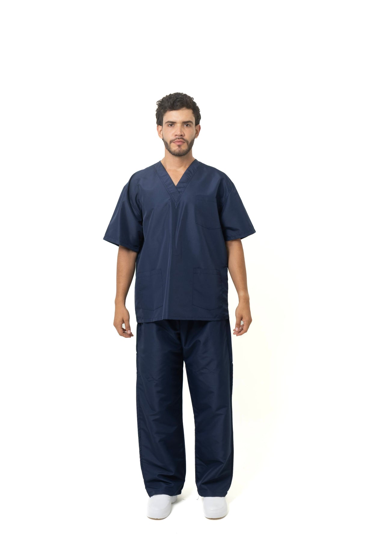 Conjunto Rigido para Hombre – Camisa Manga Corta Cuello en V + Pantalón Encauchado