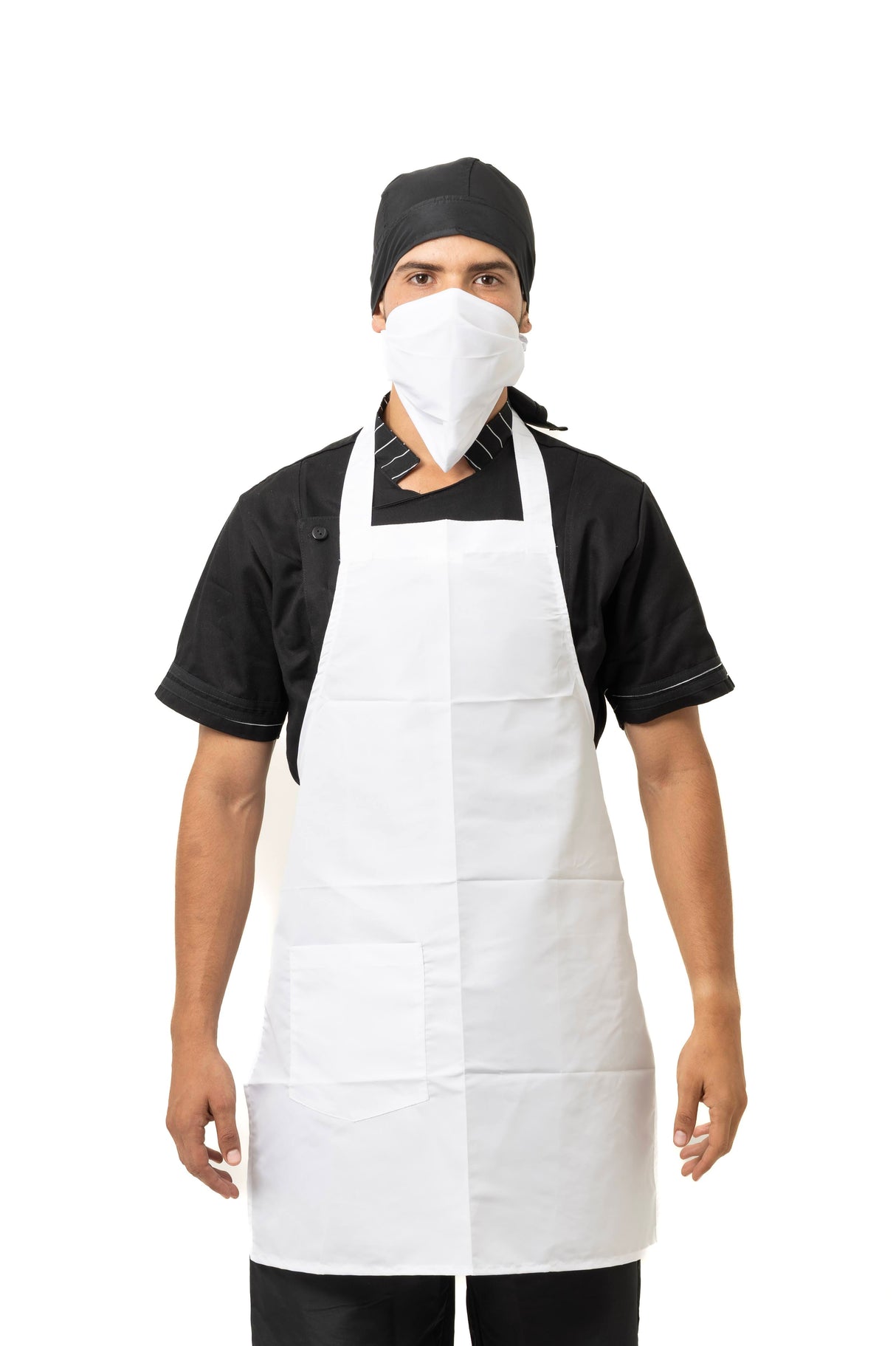 Delantal Mico Unisex en Tela PVC/Antifluido – 1 Bolsillo, Tira Fija en Cuello y Tiras para Amarre