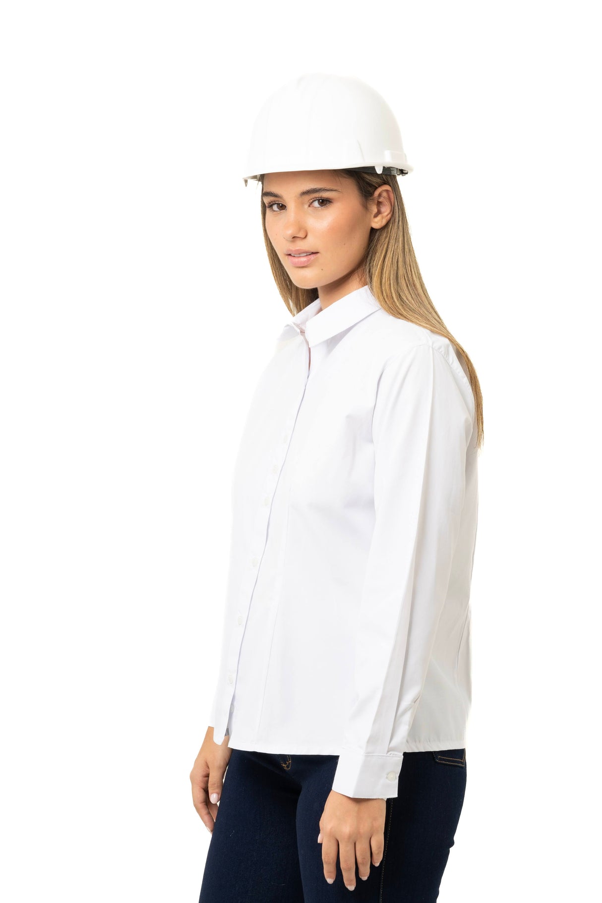 Blusa Manga Larga para Mujer – Cuello Camisero, Pinzas y Tela Oxford