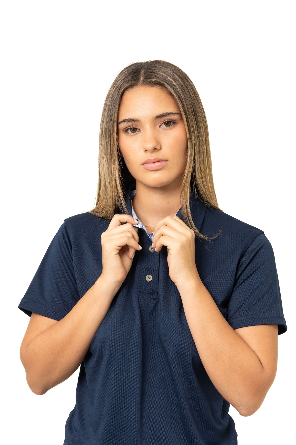 Camiseta Polo Mujer Manga Corta con Contraste