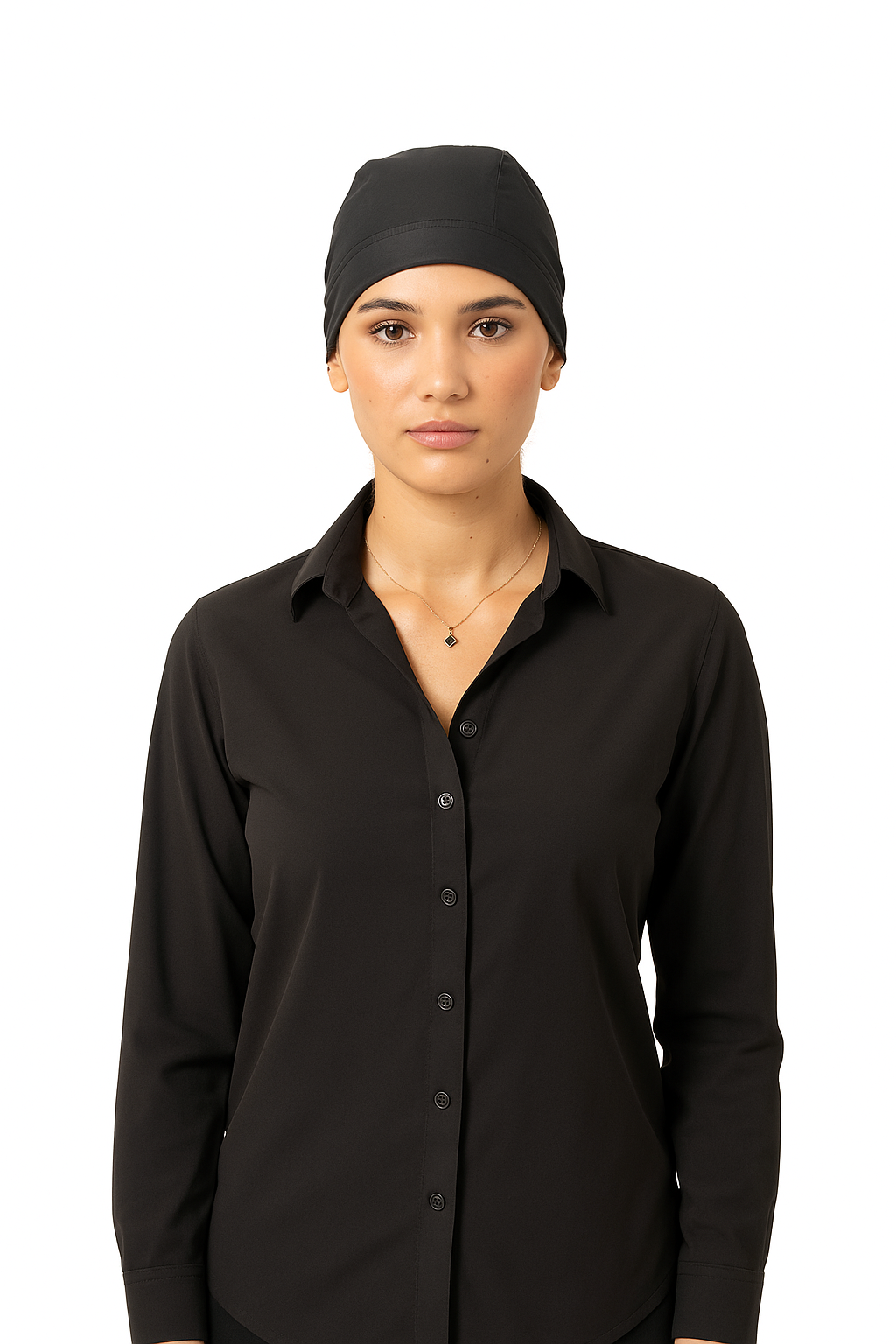 Blusa Corporativa para Mujer – Manga Larga, Escote Abierto, Tela SKIDA