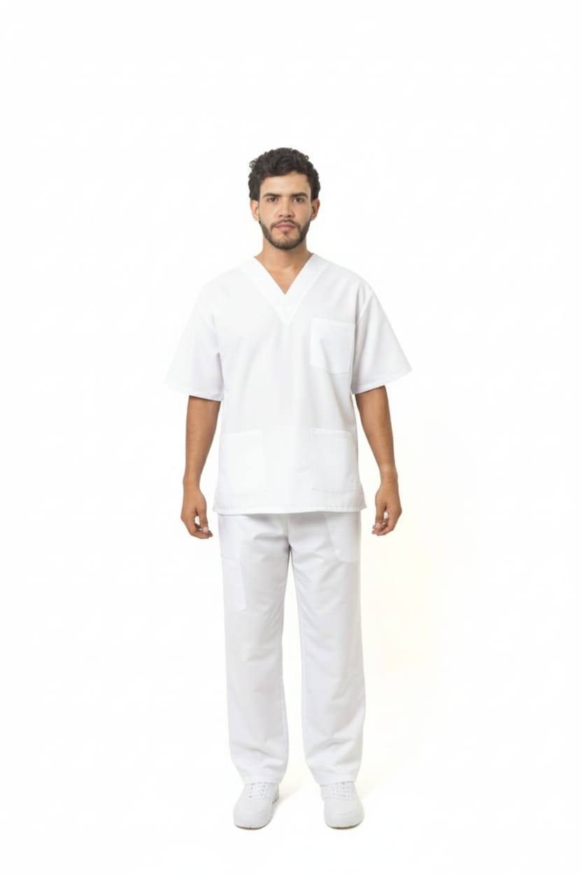 Conjunto Antifluido para Hombre – Camisa Cuello V y Pantalón Encauchado