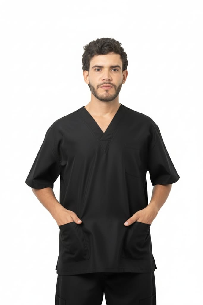 Conjunto Rigido para Hombre – Camisa Manga Corta Cuello en V + Pantalón Encauchado