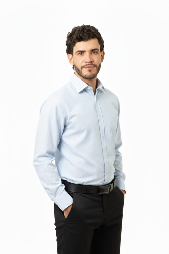 Camisa Clásica Hombre Manga Larga – Bolsillo Frontal | Tela Oxford y Superturín