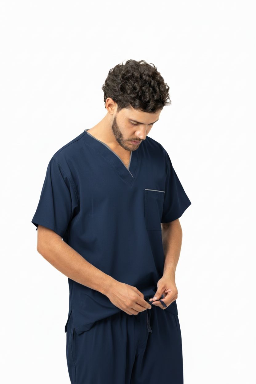 Conjunto Antifluido para Hombre – Camisa Cuello V y Pantalón Encauchado