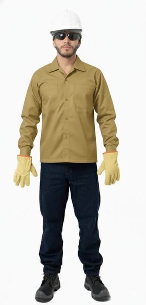 Camisa Industrial Manga Larga para Hombre – Cuello Sport, Tela Dril 100% Algodón