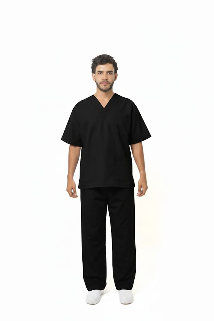 Conjunto  Rigido para Hombre – Camisa Manga Corta Cuello en V + Pantalón Encauchado