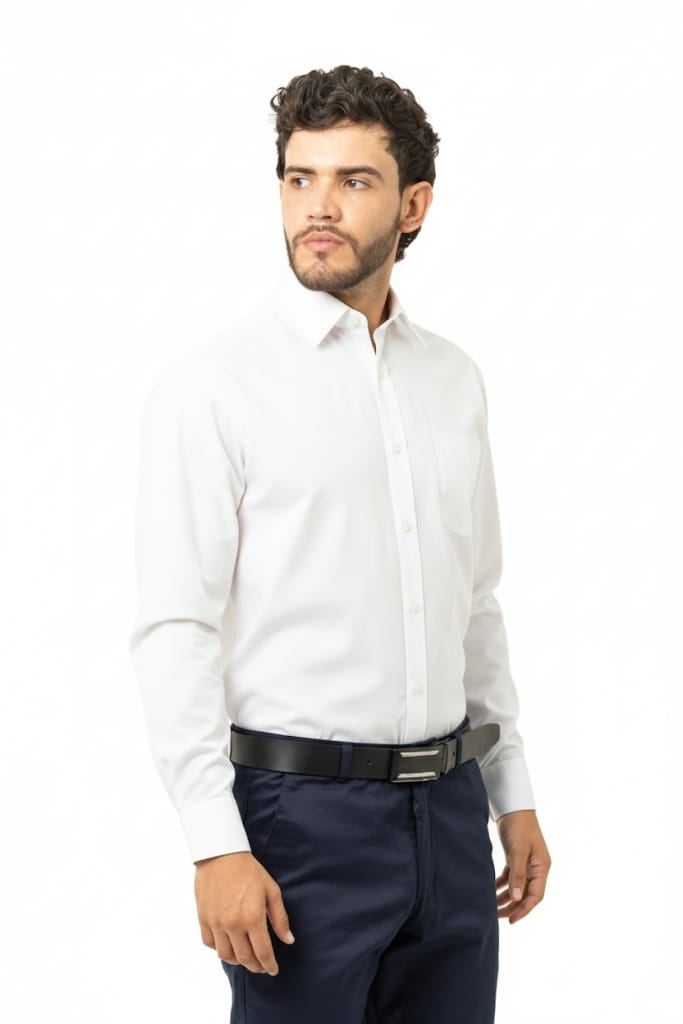 Camisa Clásica Hombre Manga Larga con Bolsillo