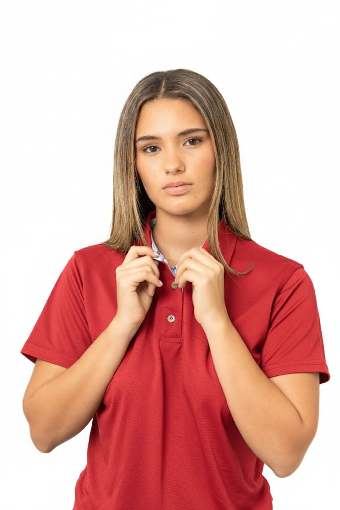 Camiseta Polo Mujer Manga Corta con Contraste