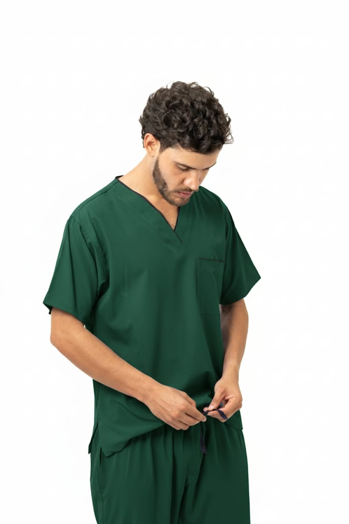 Conjunto Antifluido para Hombre – Camisa Cuello V y Pantalón Encauchado